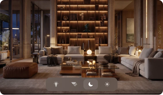 Interior scene refined with updated materials and lighting while preserving layout