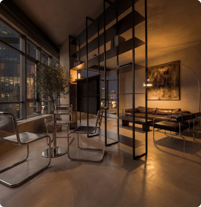 High resolution enhanced interior scene with people