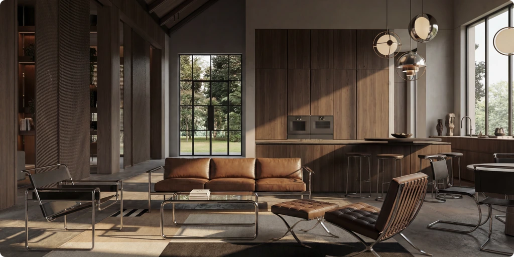 Enhanced high resolution bedroom layout render