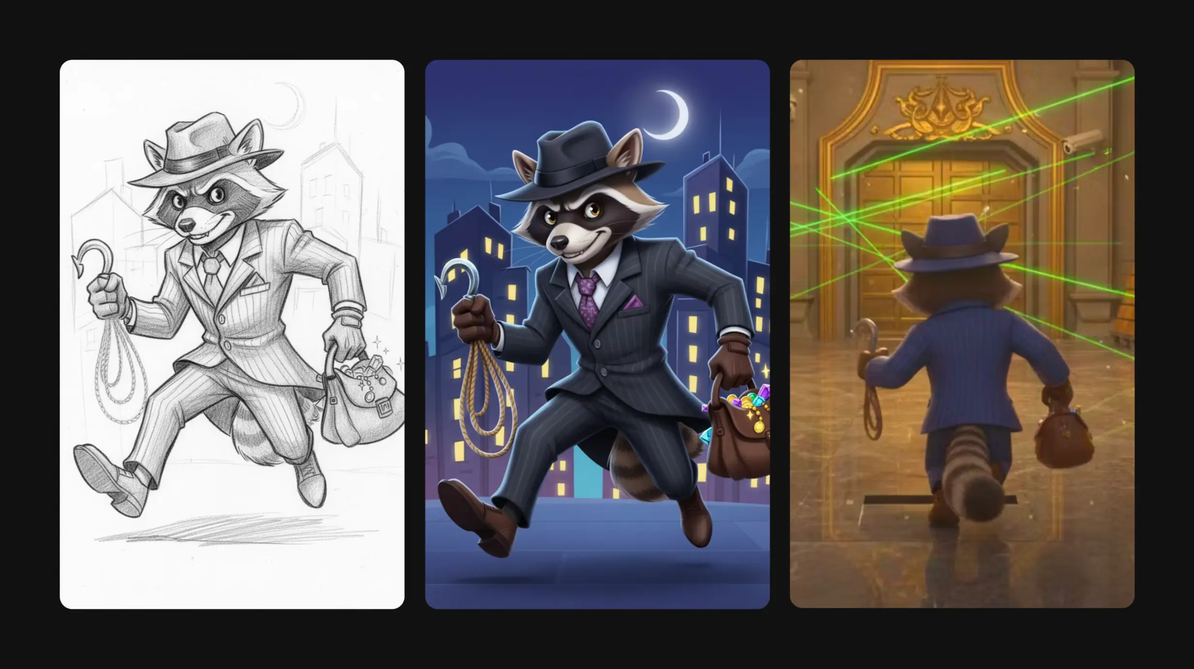 Krea interface iterating on a stylized character design with multiple variations