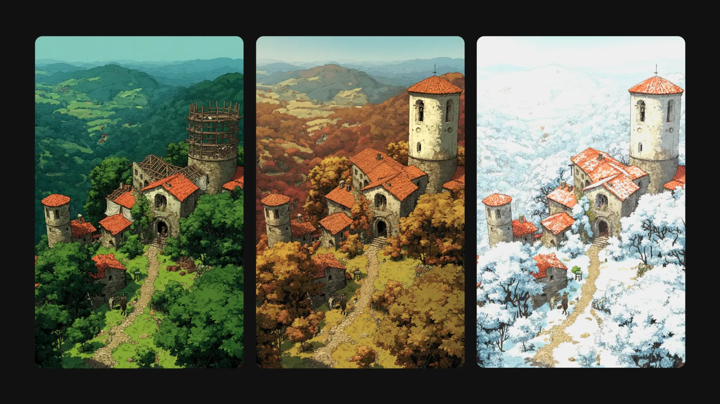 Grid of stylized weapon and prop variations created inside Krea