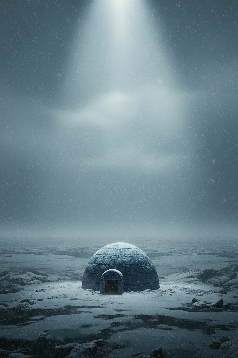 Gritty 3D AAA style rendering of an igloo