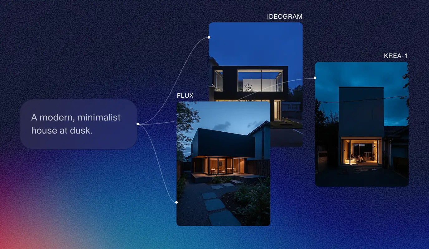 UI for comparing models side by side in Krea